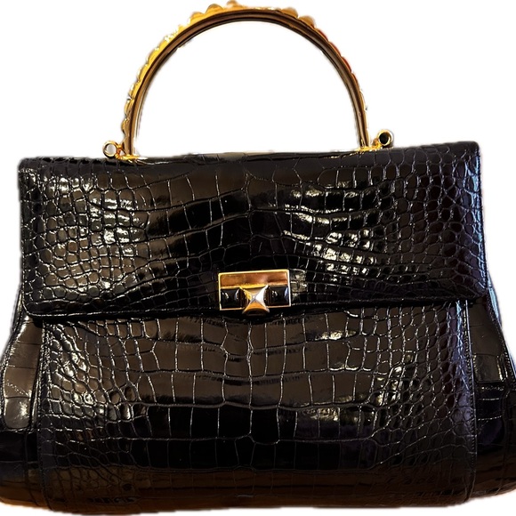 PRICE DROP! Black Judith Leiber Alligator Bag - Picture 2 of 5